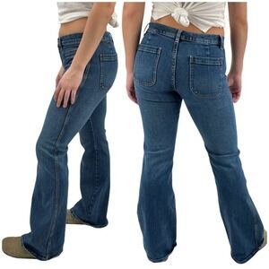 Vintage Y2K GAP Flare Leg Jeans Mid/Low Rise 2% Spandex Medium Blue | Size 4